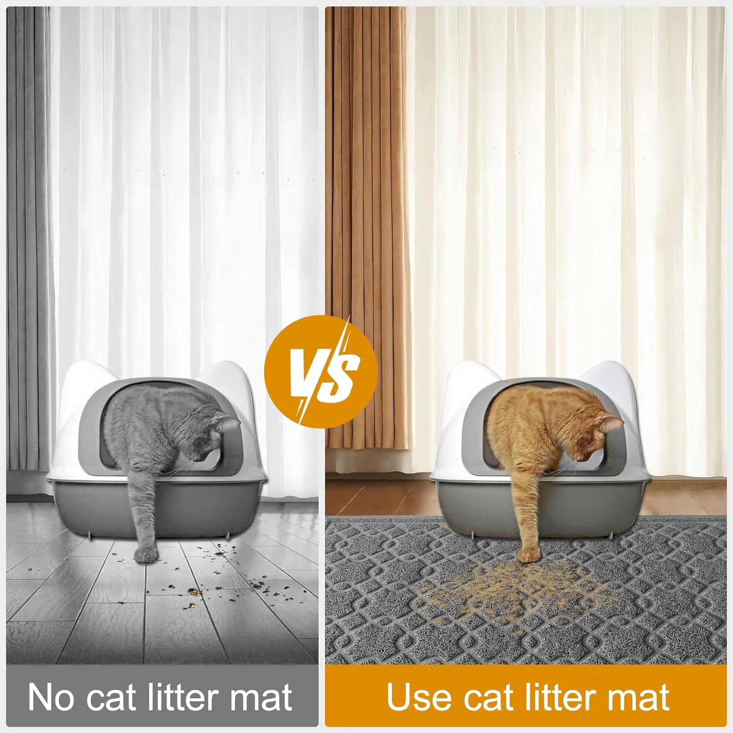 Cat Litter Box Mat, 47" x 32" XL Large Kitty Litter Trapping Mat Keep Floor Clean, Litter Box Mat Scatter Control, Waterproof, Easy to Clean, Durable Large Size Litter Mats for Floor