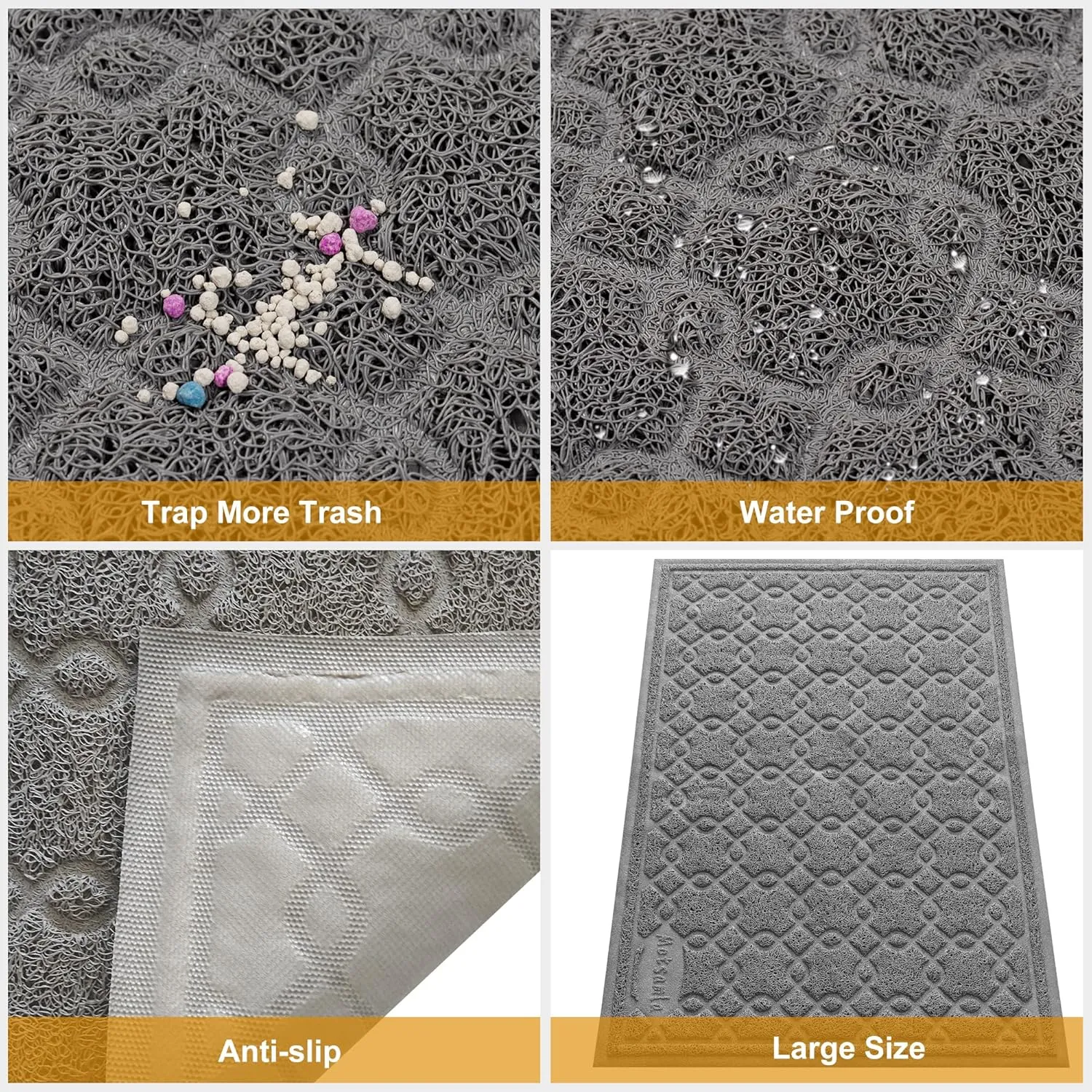 Cat Litter Box Mat, 47" x 32" XL Large Kitty Litter Trapping Mat Keep Floor Clean, Litter Box Mat Scatter Control, Waterproof, Easy to Clean, Durable Large Size Litter Mats for Floor