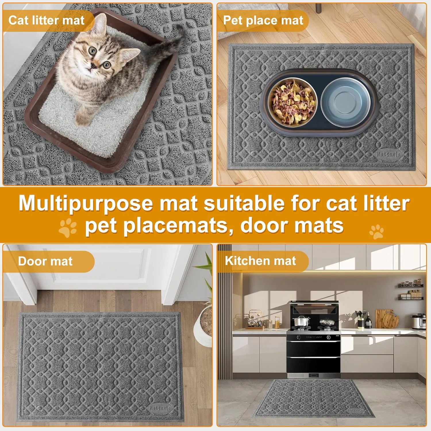 Cat Litter Box Mat, 47" x 32" XL Large Kitty Litter Trapping Mat Keep Floor Clean, Litter Box Mat Scatter Control, Waterproof, Easy to Clean, Durable Large Size Litter Mats for Floor