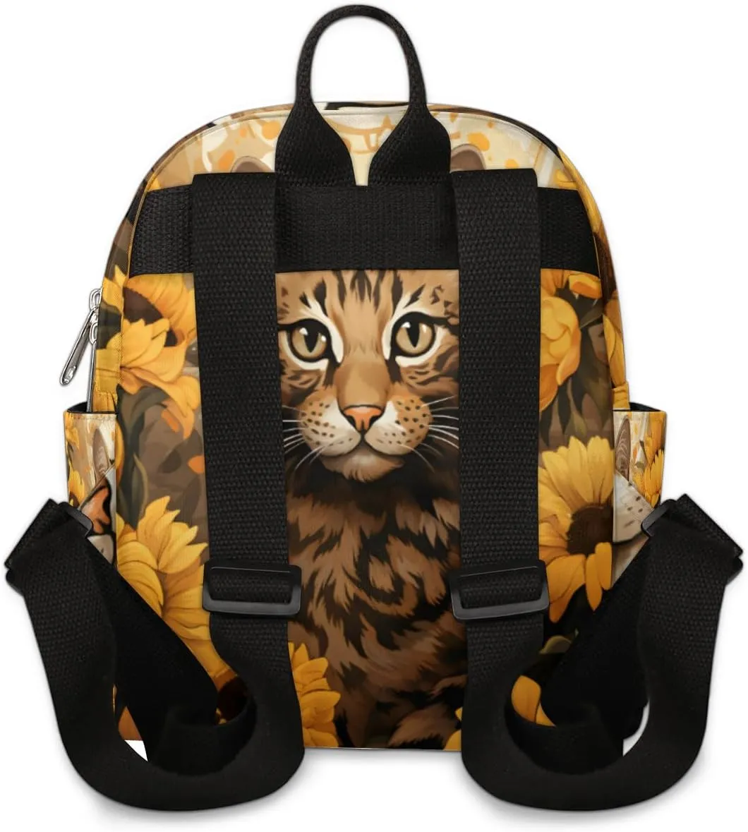 Cat Printing Mini Backpack Purse for Women Lightweight Shoulder Bag Women Shopping Backpack Small Backpacks Purse
