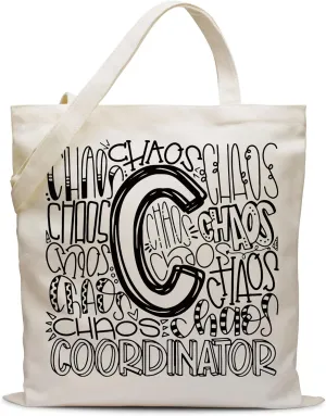 Chaos Stylish Canvas Tote Bag Gifts for Women Sisiter Friends Coworker Nurse,Daily Use Cotton Tote Bag for Work Gym Shopping,Chaos Coordinator Gifts for Birthday Mother's Day Thanksgiving-23