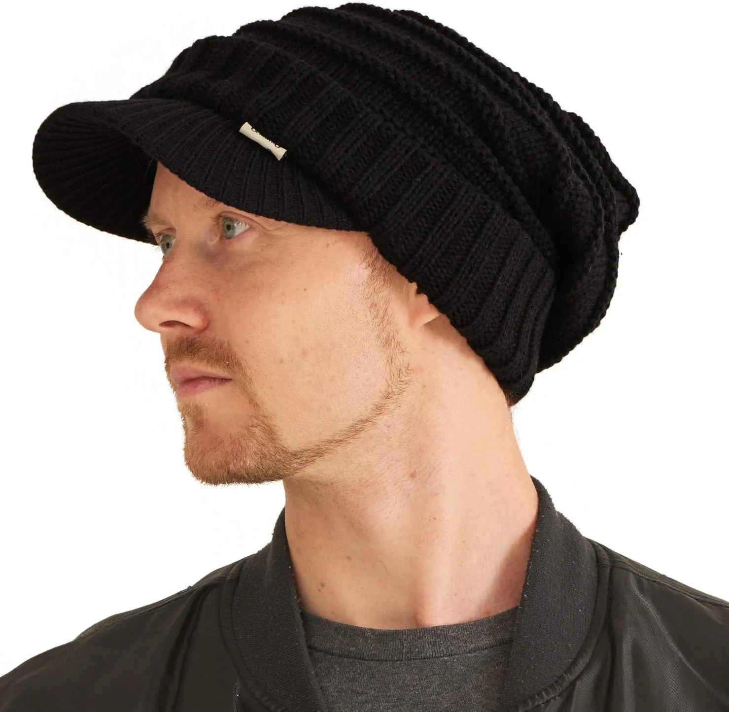 CHARM Slouchy Beanie Brim Hat - Mens Slouch Cap Womens Slouchy Knit w/Visor