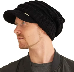 CHARM Slouchy Beanie Brim Hat - Mens Slouch Cap Womens Slouchy Knit w/Visor