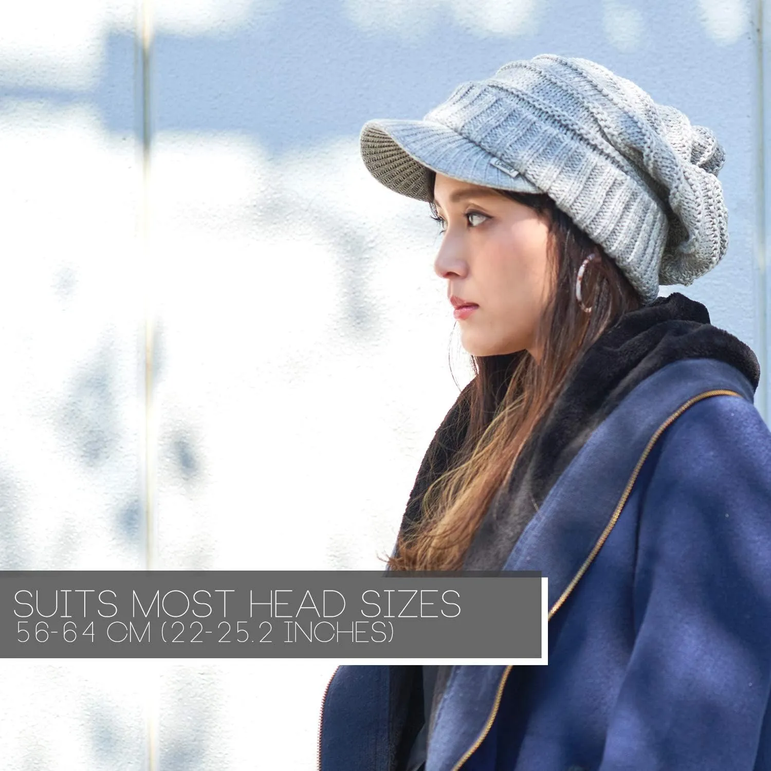 CHARM Slouchy Beanie Brim Hat - Mens Slouch Cap Womens Slouchy Knit w/Visor