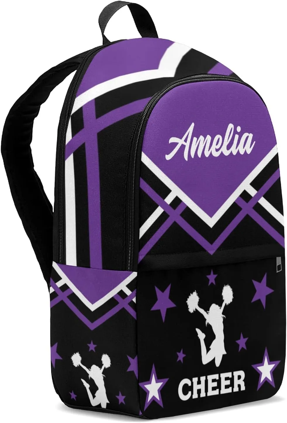 Cheerleader Cheer Purple 1 Personalized Backpack for Teen Boys Girls,Custom Travel Backpack Bookbag Casual Bag Name Gift