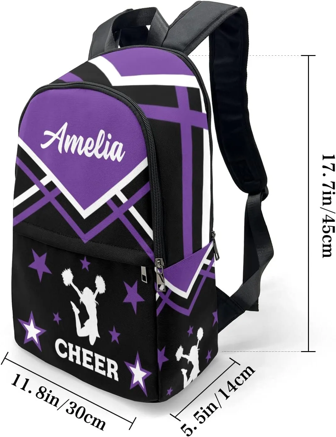 Cheerleader Cheer Purple 1 Personalized Backpack for Teen Boys Girls,Custom Travel Backpack Bookbag Casual Bag Name Gift
