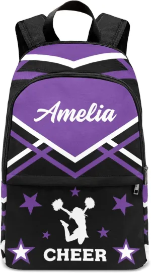 Cheerleader Cheer Purple 1 Personalized Backpack for Teen Boys Girls,Custom Travel Backpack Bookbag Casual Bag Name Gift