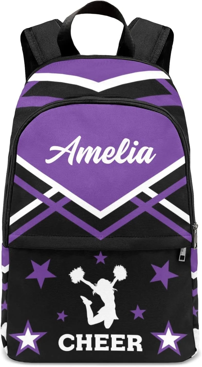Cheerleader Cheer Purple 1 Personalized Backpack for Teen Boys Girls,Custom Travel Backpack Bookbag Casual Bag Name Gift
