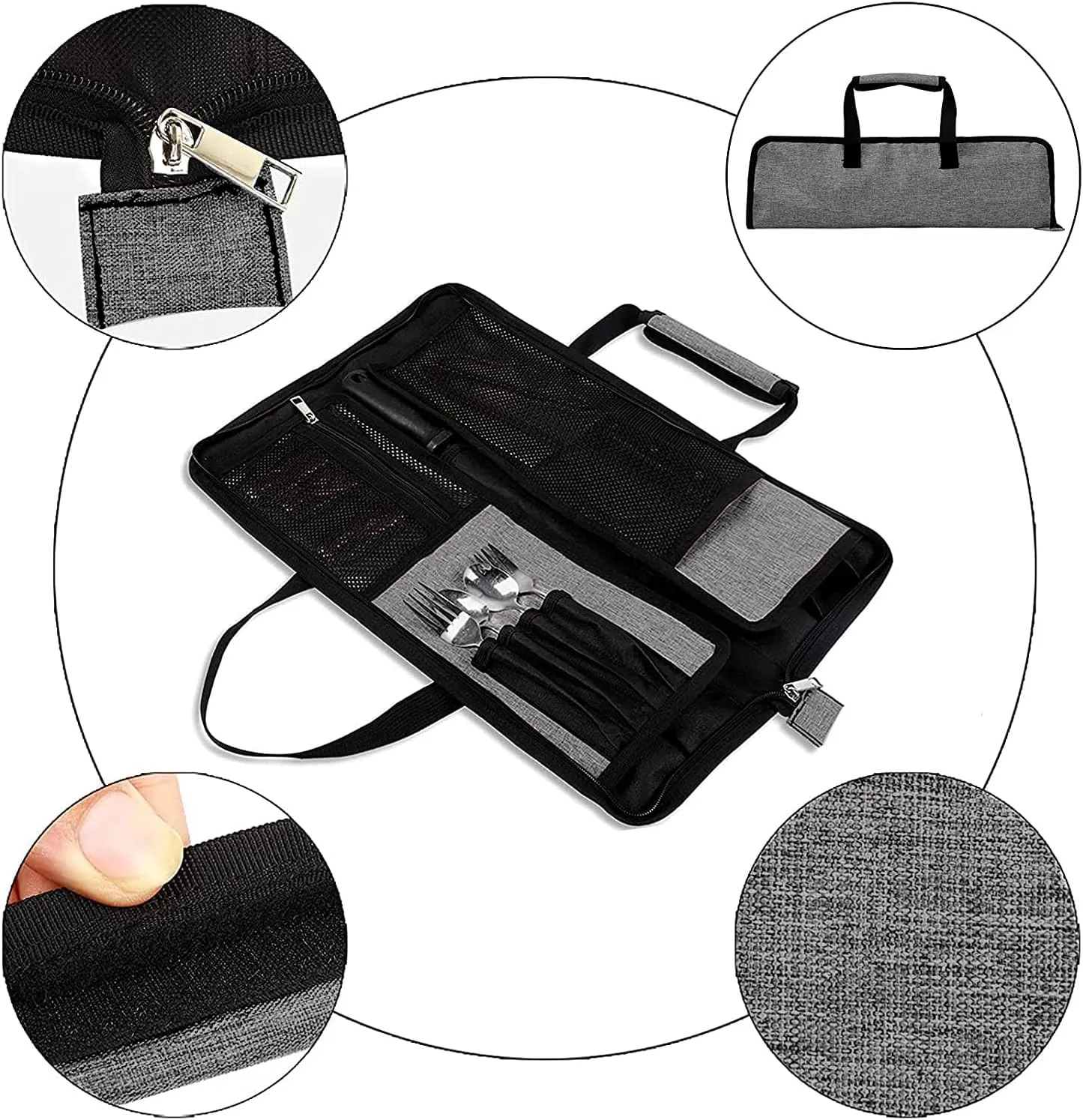 Chef’s Knife Roll Bag, Heavy Duty Oxford Chef Knife Bag, Portable 13 Slots Chef Knife Case, Multi-function Cutlery Knives Pouch Holder Knife Wrap Wallet Tool Roll