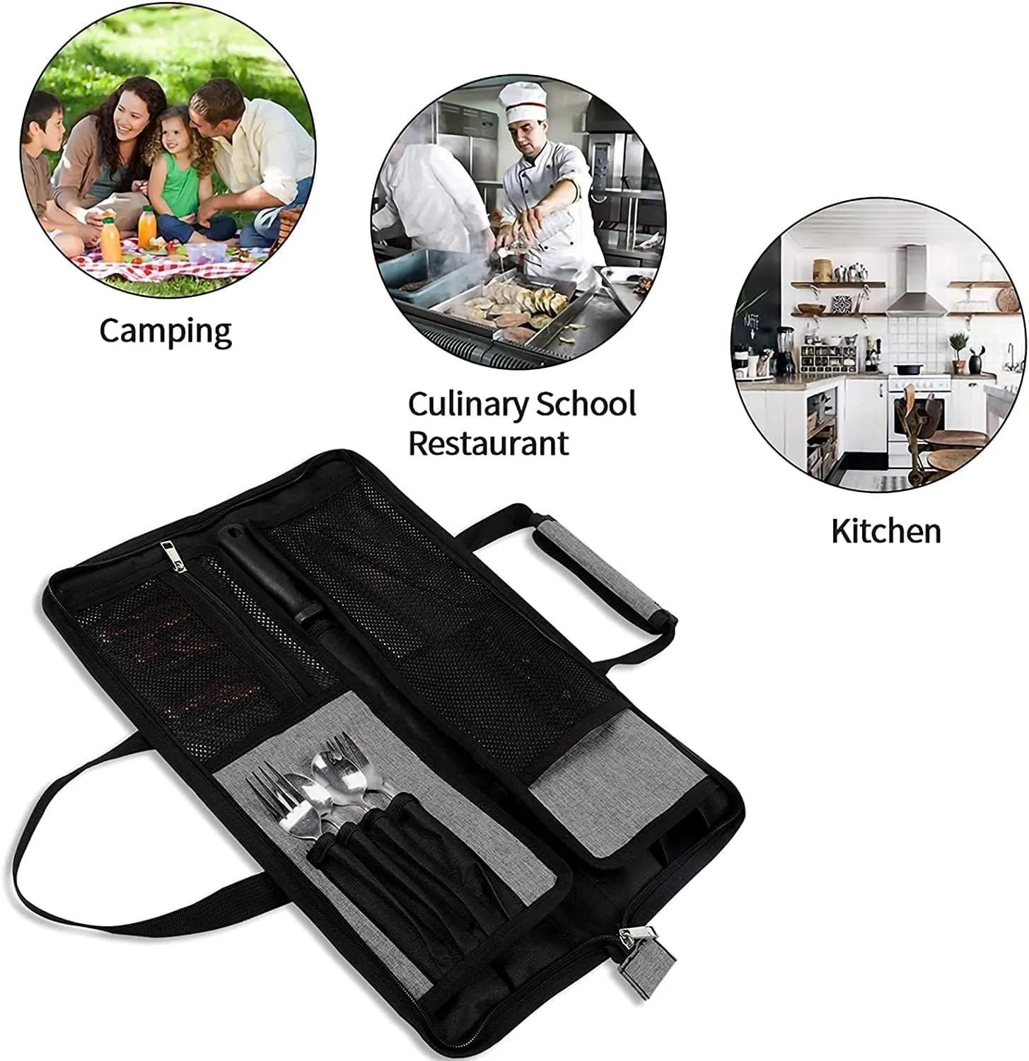Chef’s Knife Roll Bag, Heavy Duty Oxford Chef Knife Bag, Portable 13 Slots Chef Knife Case, Multi-function Cutlery Knives Pouch Holder Knife Wrap Wallet Tool Roll