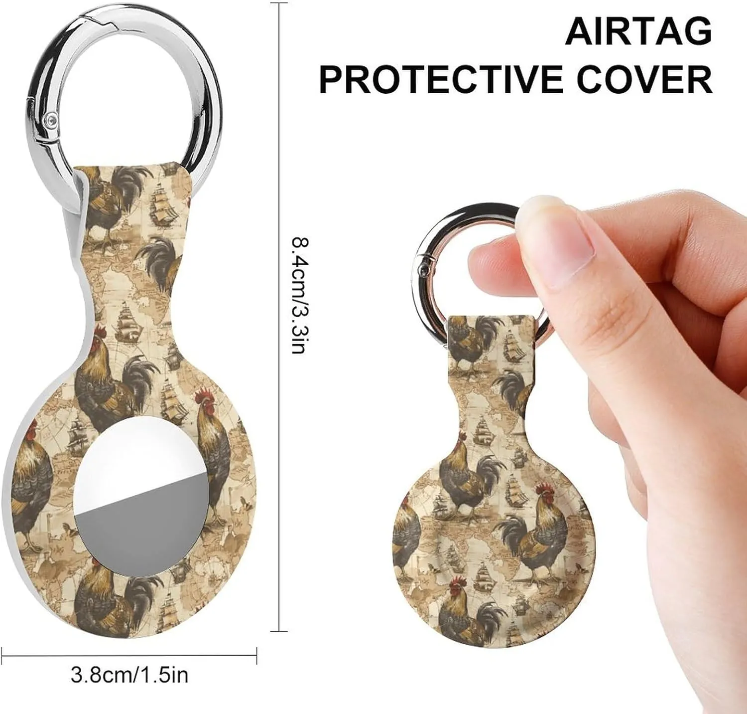 Chicken Pirate Ship Navigation Map Fashion Anti-Scratch Protective Case Cover Compatible with AirTag with Keychain