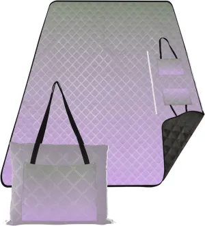CHIFIGNO Camouflage Green Mauve Gradient Beach Blanket Waterproof Sandproof Floral Outdoor Camping Mat Foldable Mat Picnic Blanket 80" x 60"