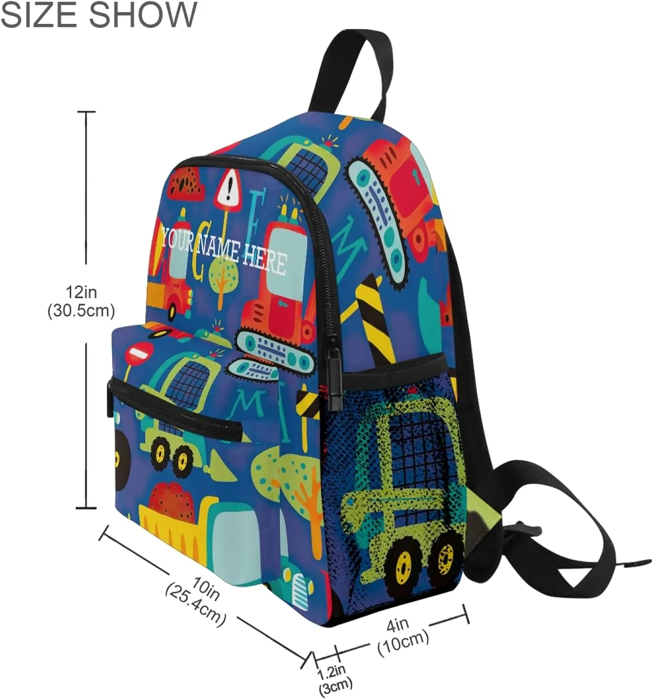CHIFIGNO Customized Backpack with Name Transport Cartoon Pattern Kids Preschool Backpacks for Boys Travel Bag Schoolbag Bookbag for Children