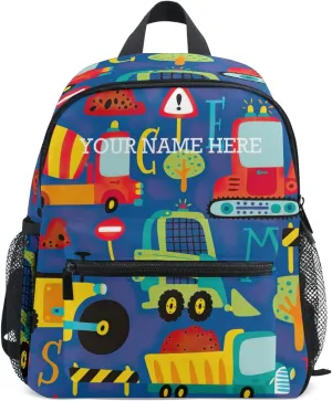 CHIFIGNO Customized Backpack with Name Transport Cartoon Pattern Kids Preschool Backpacks for Boys Travel Bag Schoolbag Bookbag for Children