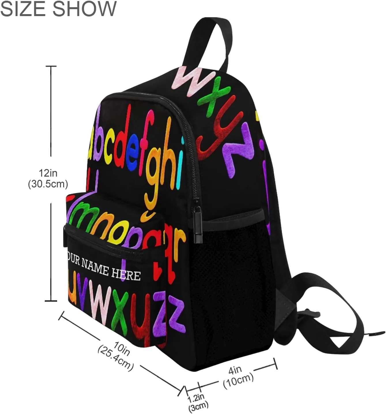 CHIFIGNO Personalized Customized Colorful Alphabet Kids Preschool Backpacks for Girls Boys Travel Bag Schoolbag Bookbag for Children