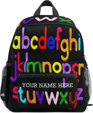 CHIFIGNO Personalized Customized Colorful Alphabet Kids Preschool Backpacks for Girls Boys Travel Bag Schoolbag Bookbag for Children
