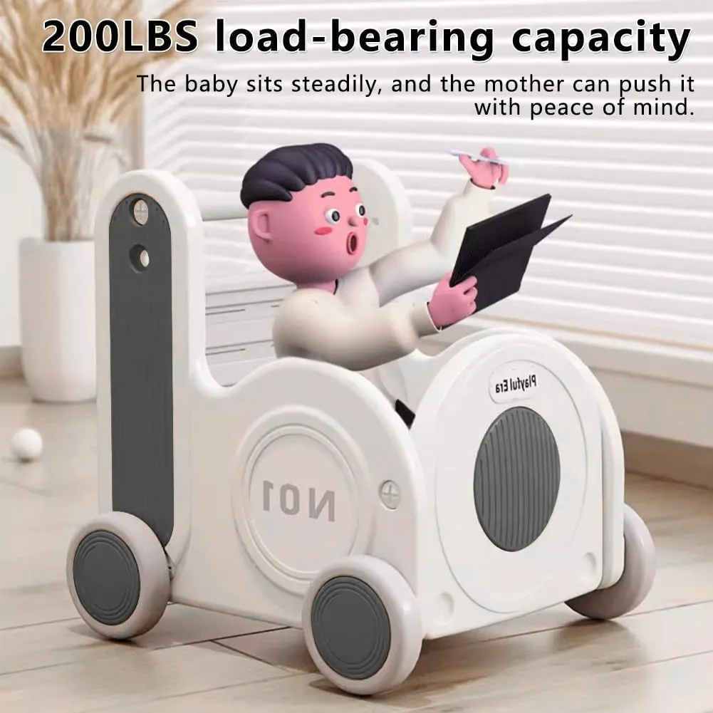Children's Train Toy Box,Cart for Toddlers 1-3 with Wheels, Drawstring, and Handle for Riding, Walking, Towing, and Storage. Load Capacity 170LBS Great Gift for Toddler Boys and Girls(Train-Grey)