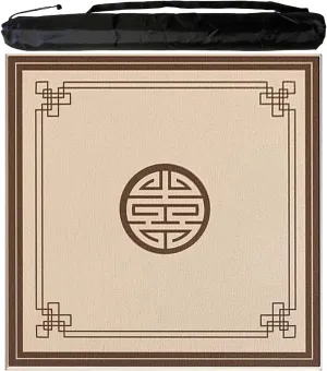 Chinese Square Mahjong Mat, Anti Slip Noise Reduction Table Cover with Carrying Bag, Thick Tablecloth for Family Party Poker Card Board Tile Games(Beige 1,60 cm/23.62 in)