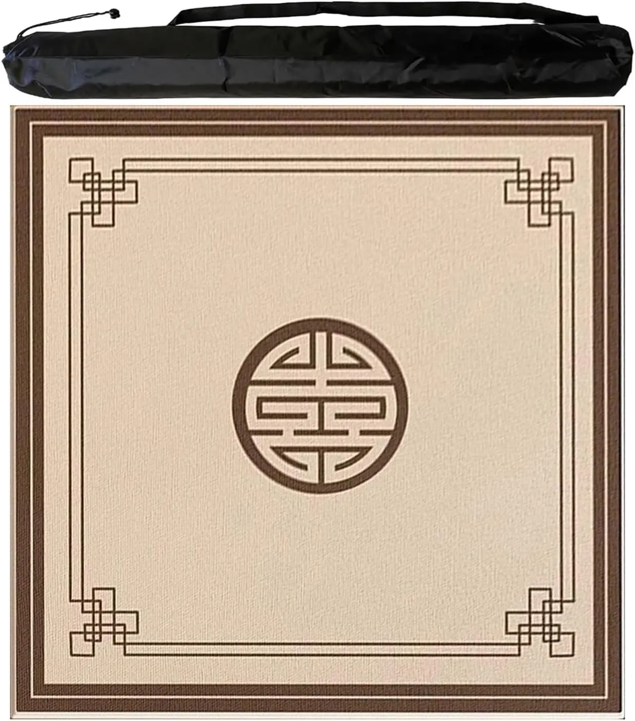 Chinese Square Mahjong Mat, Anti Slip Noise Reduction Table Cover with Carrying Bag, Thick Tablecloth for Family Party Poker Card Board Tile Games(Beige 1,60 cm/23.62 in)
