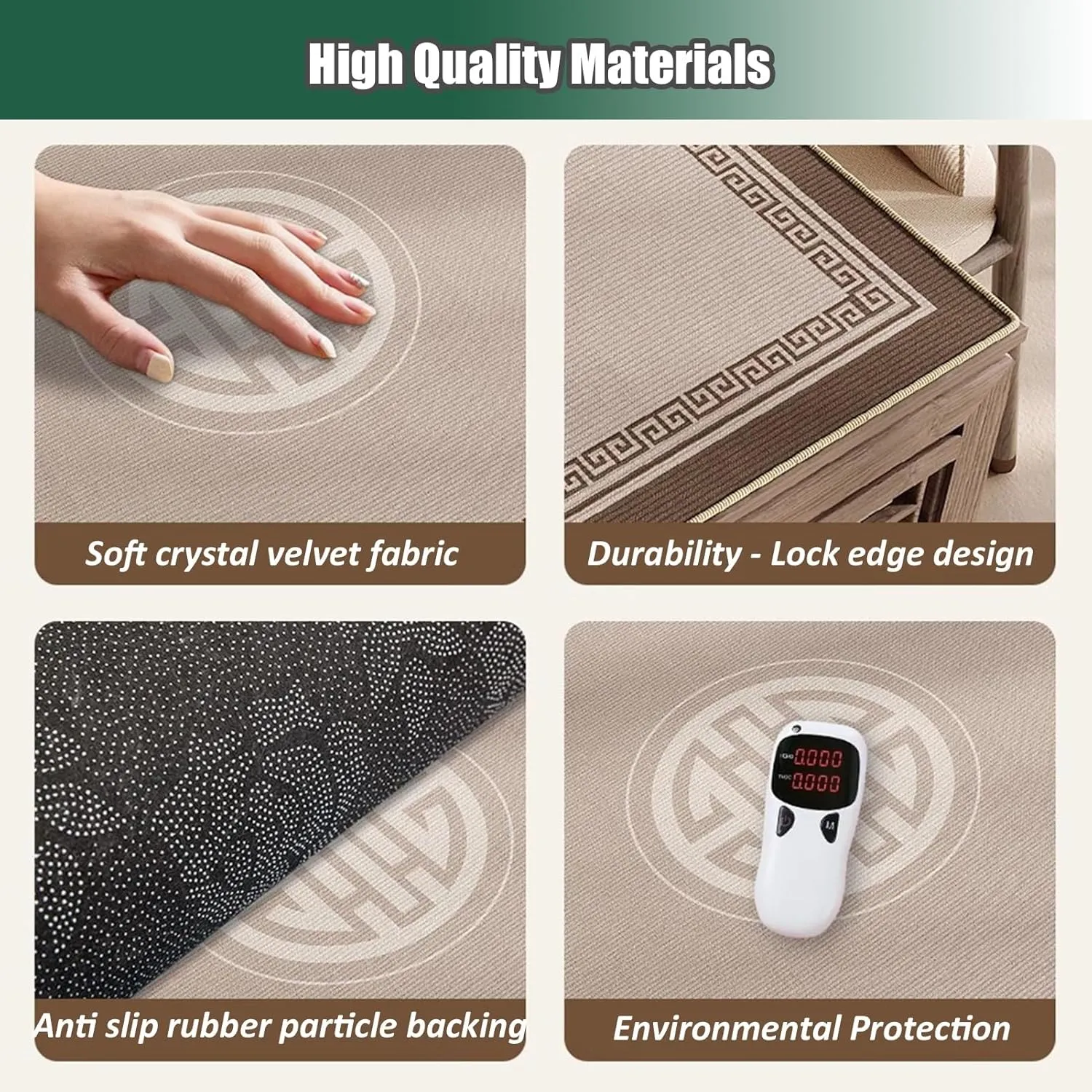 Chinese Square Mahjong Mat, Anti Slip Noise Reduction Table Cover with Carrying Bag, Thick Tablecloth for Family Party Poker Card Board Tile Games(Beige 1,60 cm/23.62 in)