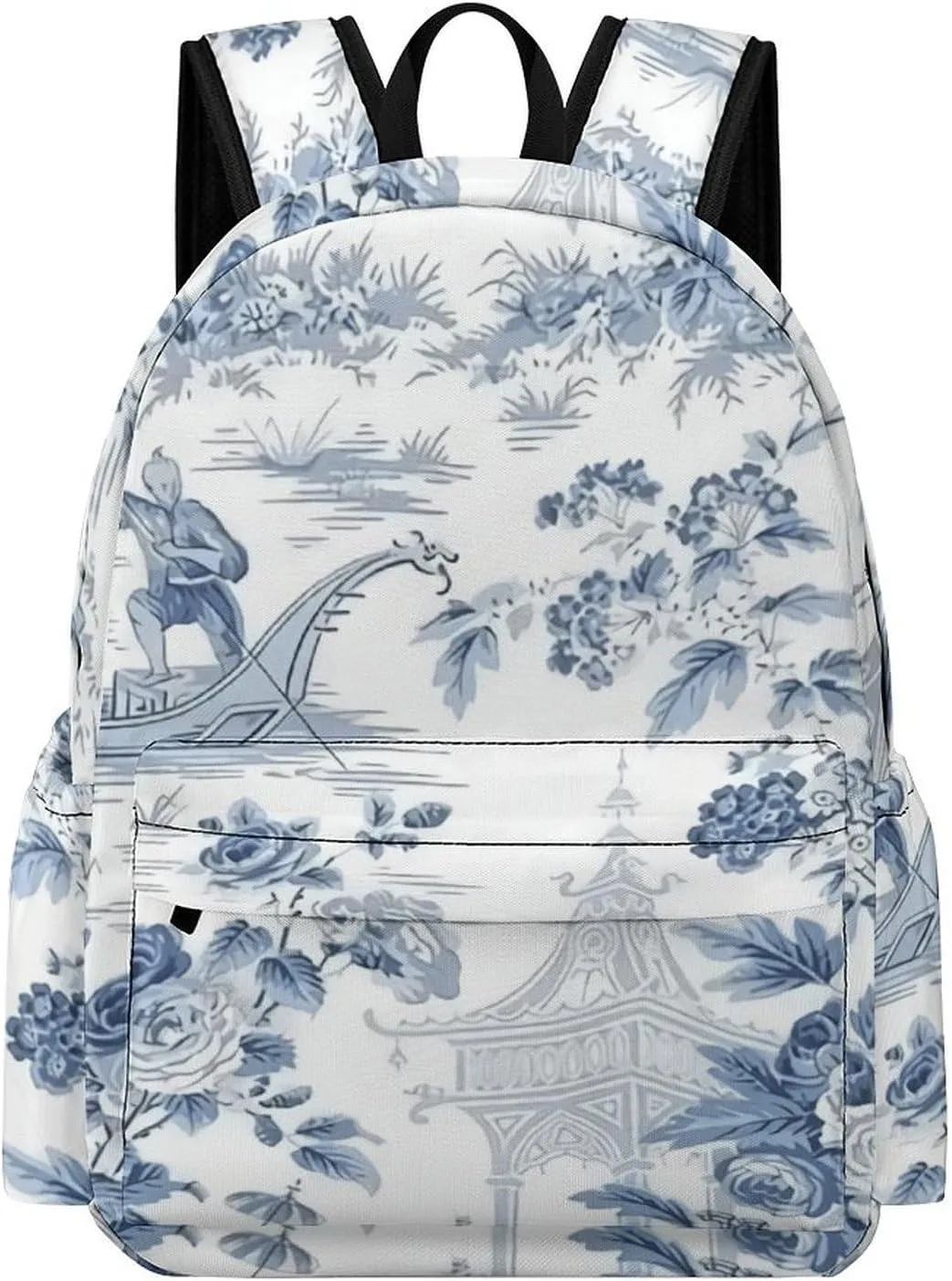 Chinese Style Powder Blue Chinoiserie Casual Lightweight Large Capacity Travel Backpack Unisex