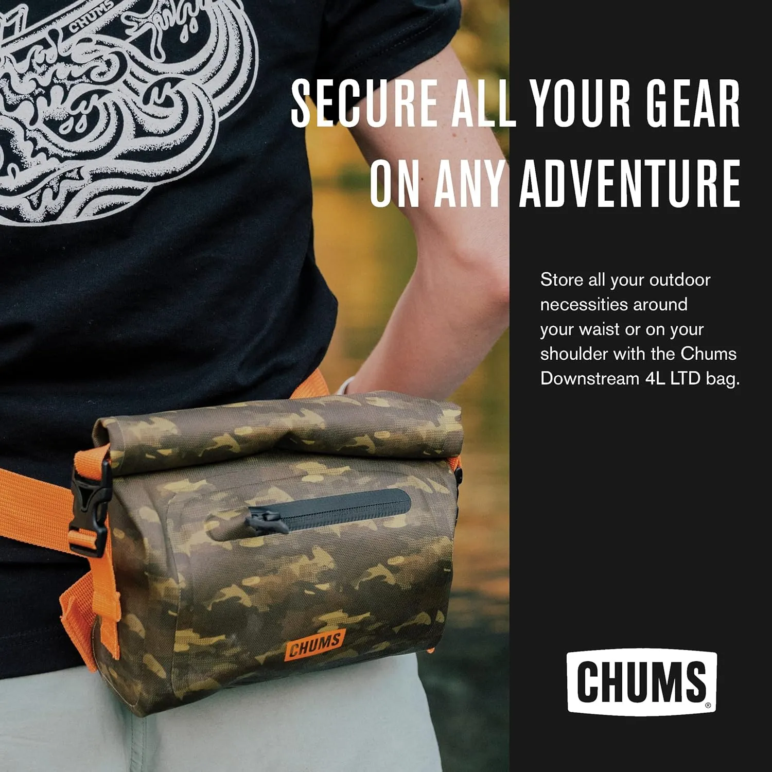 Chums Storm Downstream 4L LTD Hip Pack – Adjustable Fanny Pack For Men and Women (Fish Camo Green)