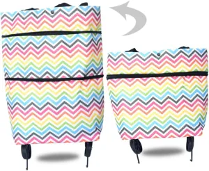 Ciieeo Foldable Shopping Cart Groceries Bag Wheels Large Capacity for Shopping Travel Camping School Supplies