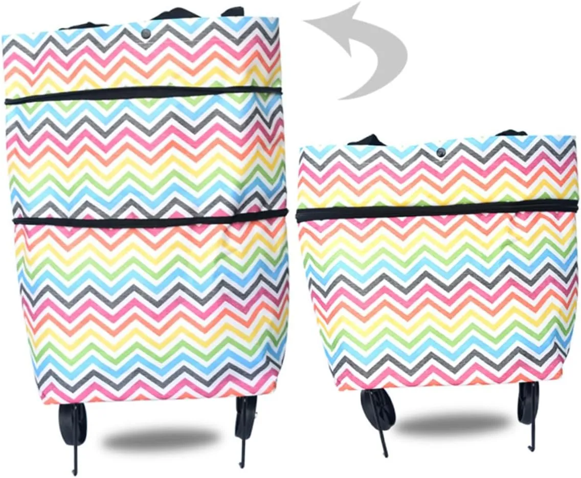 Ciieeo Foldable Shopping Cart Groceries Bag Wheels Large Capacity for Shopping Travel Camping School Supplies