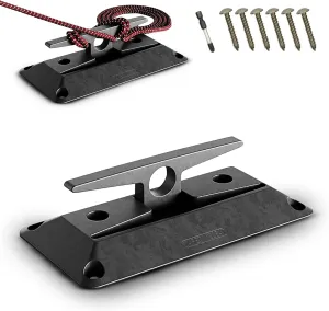 CIPA Black Nylon Boat Cleat - Folding Boat Cleat - Includes Dock Hardware For Mounting To The Boat Dock. The Cleat Allows For A Flush Mount Dock with a 9 inch cleat.