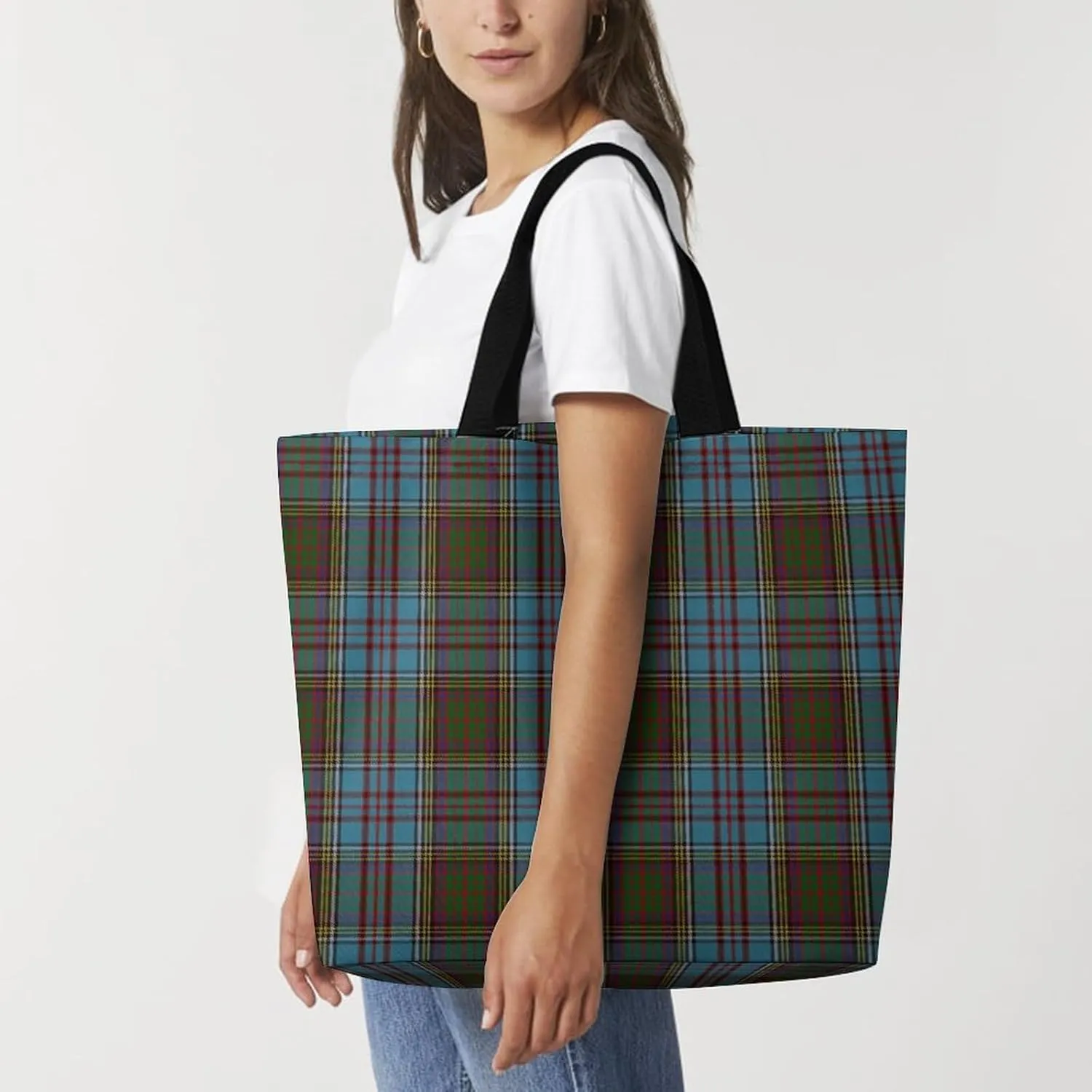Clan Duffy Tartan Green Irish Plaid Large Capacity Single Shoulder Shopping Bag, Fashionable Shopping Bag