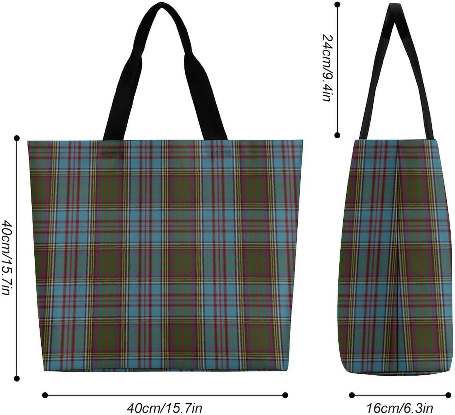 Clan Duffy Tartan Green Irish Plaid Large Capacity Single Shoulder Shopping Bag, Fashionable Shopping Bag