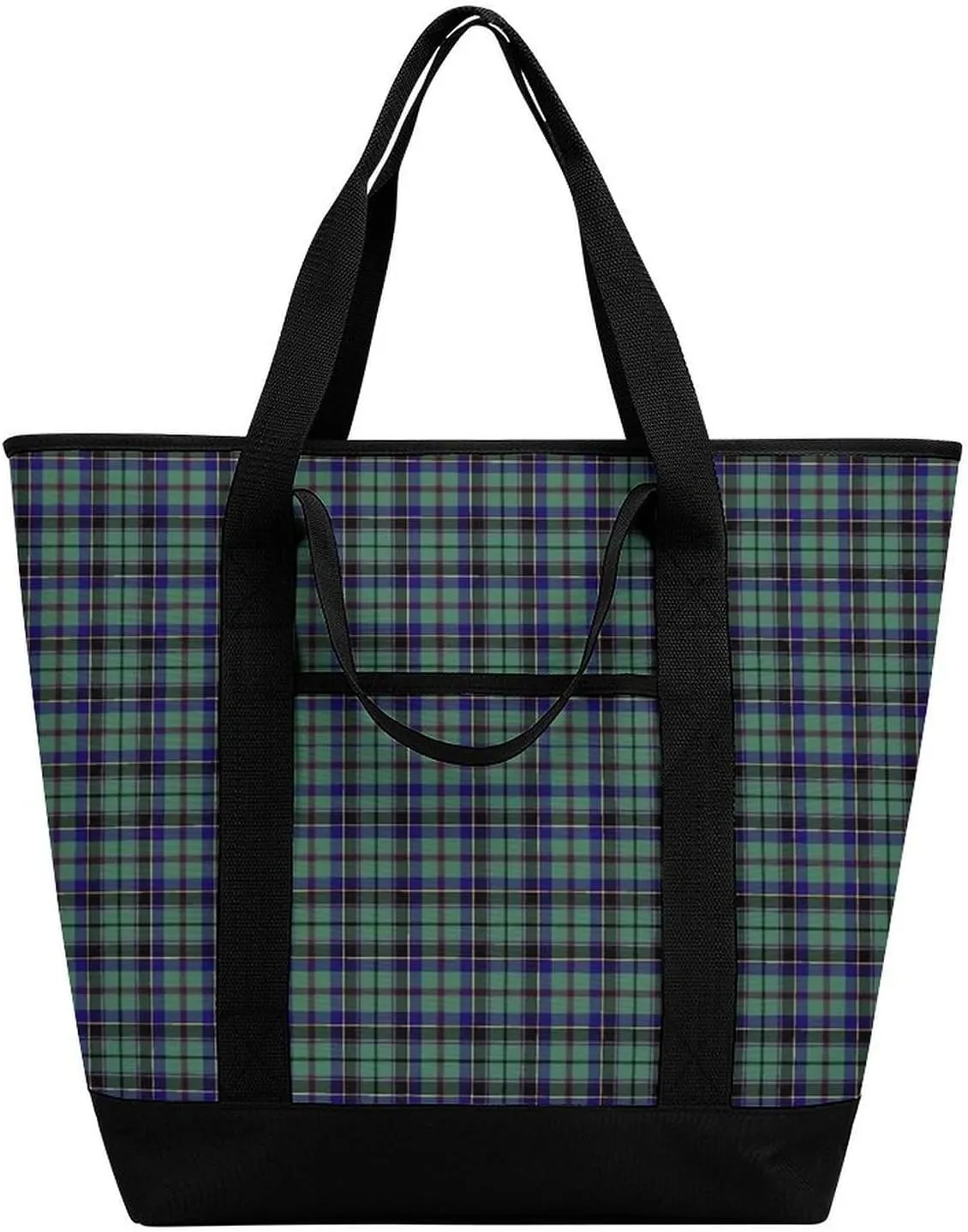 Clan Tartan Blue And Green Fashionable Large Capacity Insulated Shopping Bag