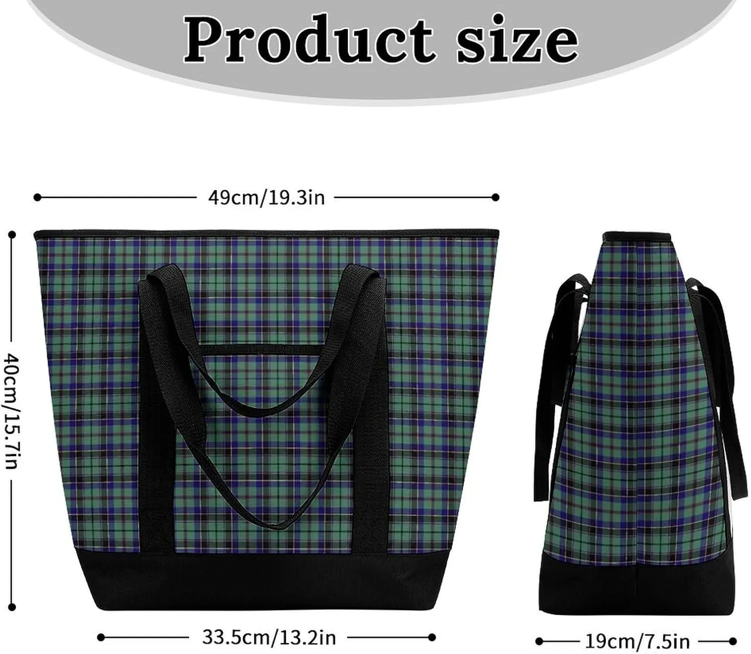 Clan Tartan Blue And Green Fashionable Large Capacity Insulated Shopping Bag