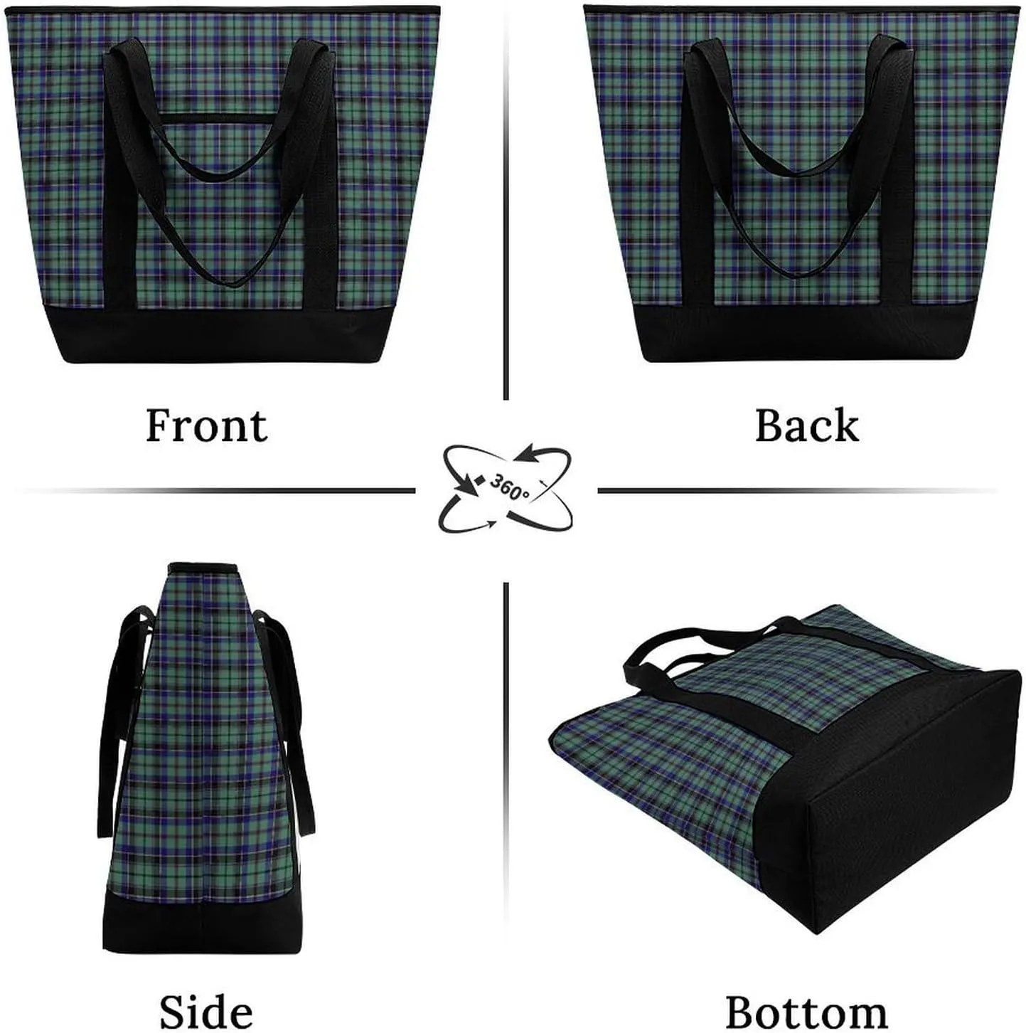 Clan Tartan Blue And Green Fashionable Large Capacity Insulated Shopping Bag