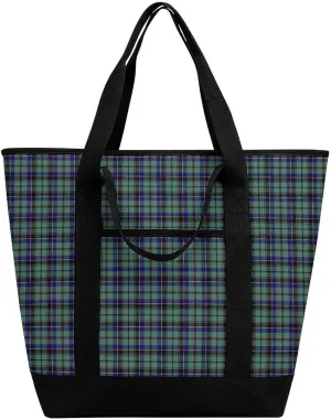 Clan Tartan Blue And Green Fashionable Large Capacity Insulated Shopping Bag