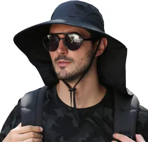 CLAPE Sun Protection Hats for Men Women Wide Brim Fishing Hats with Neck Flap Quick Dry Breathable Safari Hiking Cap
