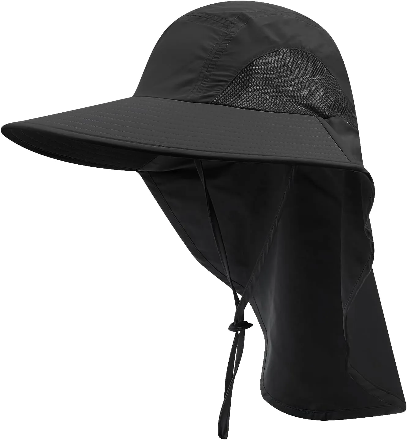 CLAPE Sun Protection Hats for Men Women Wide Brim Fishing Hats with Neck Flap Quick Dry Breathable Safari Hiking Cap