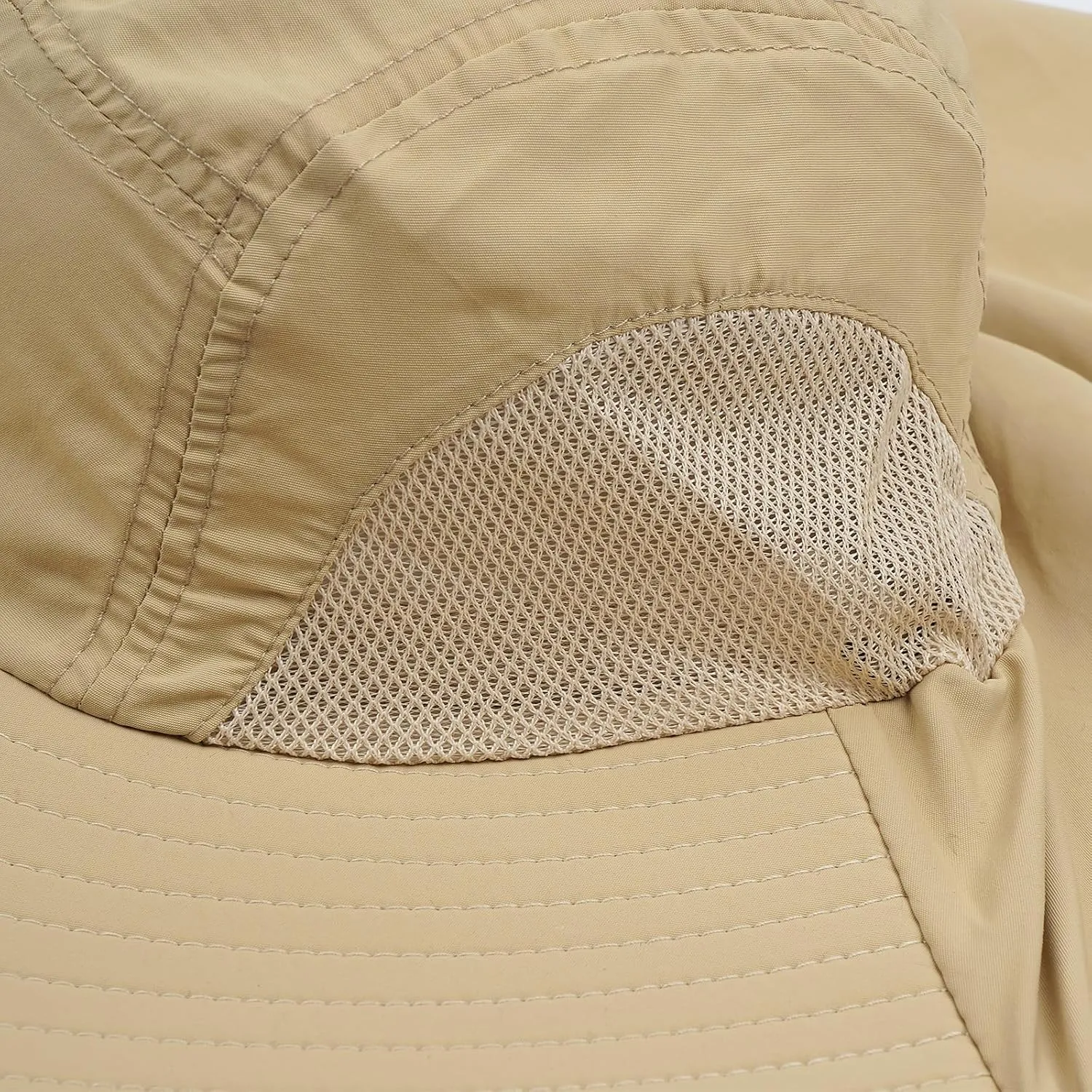 CLAPE Sun Protection Hats for Men Women Wide Brim Fishing Hats with Neck Flap Quick Dry Breathable Safari Hiking Cap