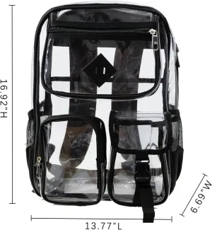 Clear Backpack for School Heavy Duty PVC Transparent Bag See Through Bookbag for Stadium Approved Women Girls (Cute, Black)