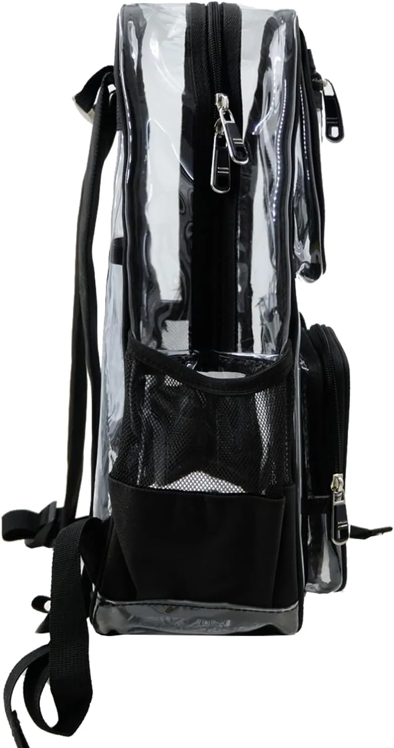 Clear Backpack for School Heavy Duty PVC Transparent Bag See Through Bookbag for Stadium Approved Women Girls (Cute, Black)