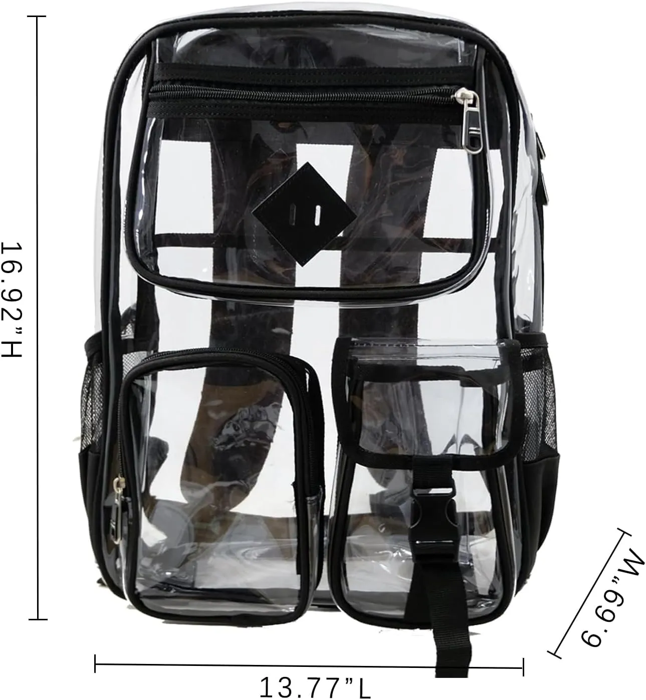 Clear Backpack for School Heavy Duty PVC Transparent Bag See Through Bookbag for Stadium Approved Women Girls (Cute, Black)