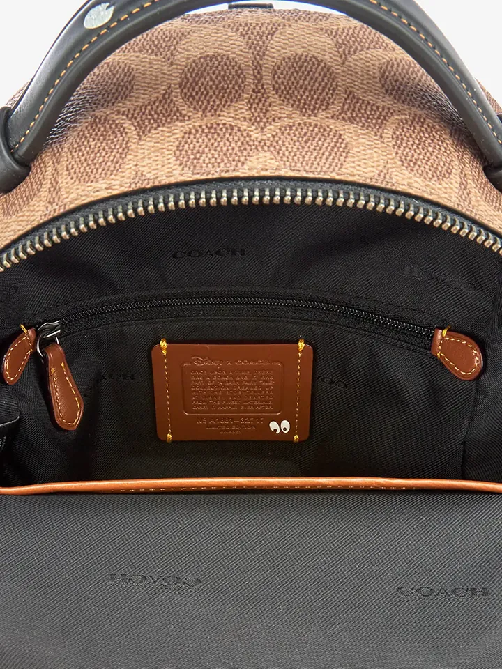 Coach Disney Campus Backpack 23 In Signature Patchwork Tan Black Multi