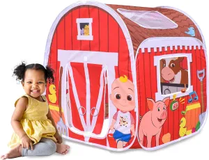 CoComelon Old MacDonald's Musical Barn Pop Up Tent – Easy to Setup Playhouse for Kids | Plays Music, Roll Up Door and Mesh Windows