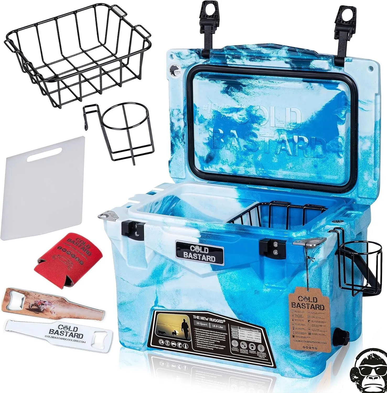 COLD BASTARD COOLERS 20QT Rugged  CAMO Ocean Premium Ice Chest Cooler Accessories Free S And H (CB20-CO)