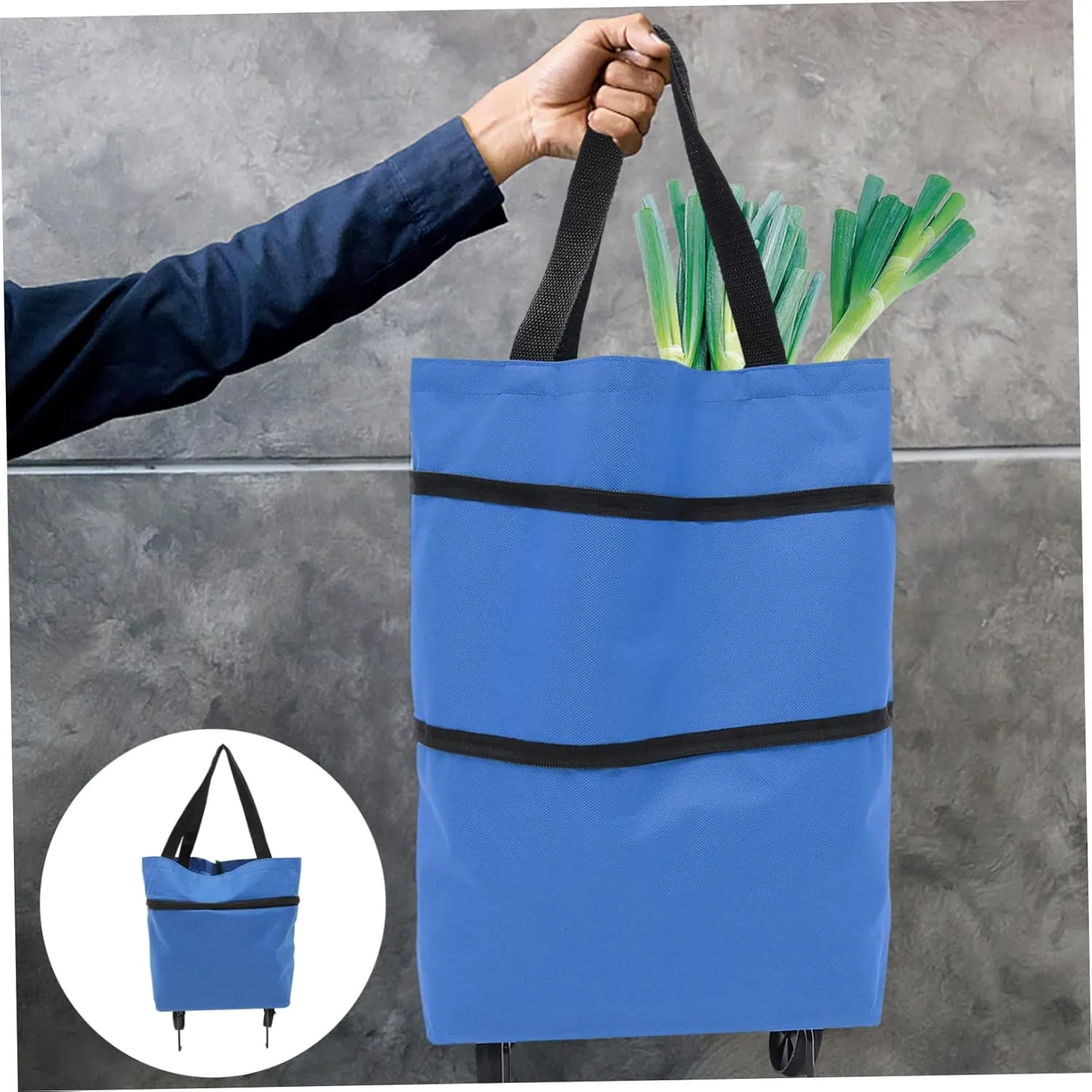 Collapsible Tey Bag with Shoulder Strap Storage Pouch for Outdoor Shopping Grocery Laundry Travel