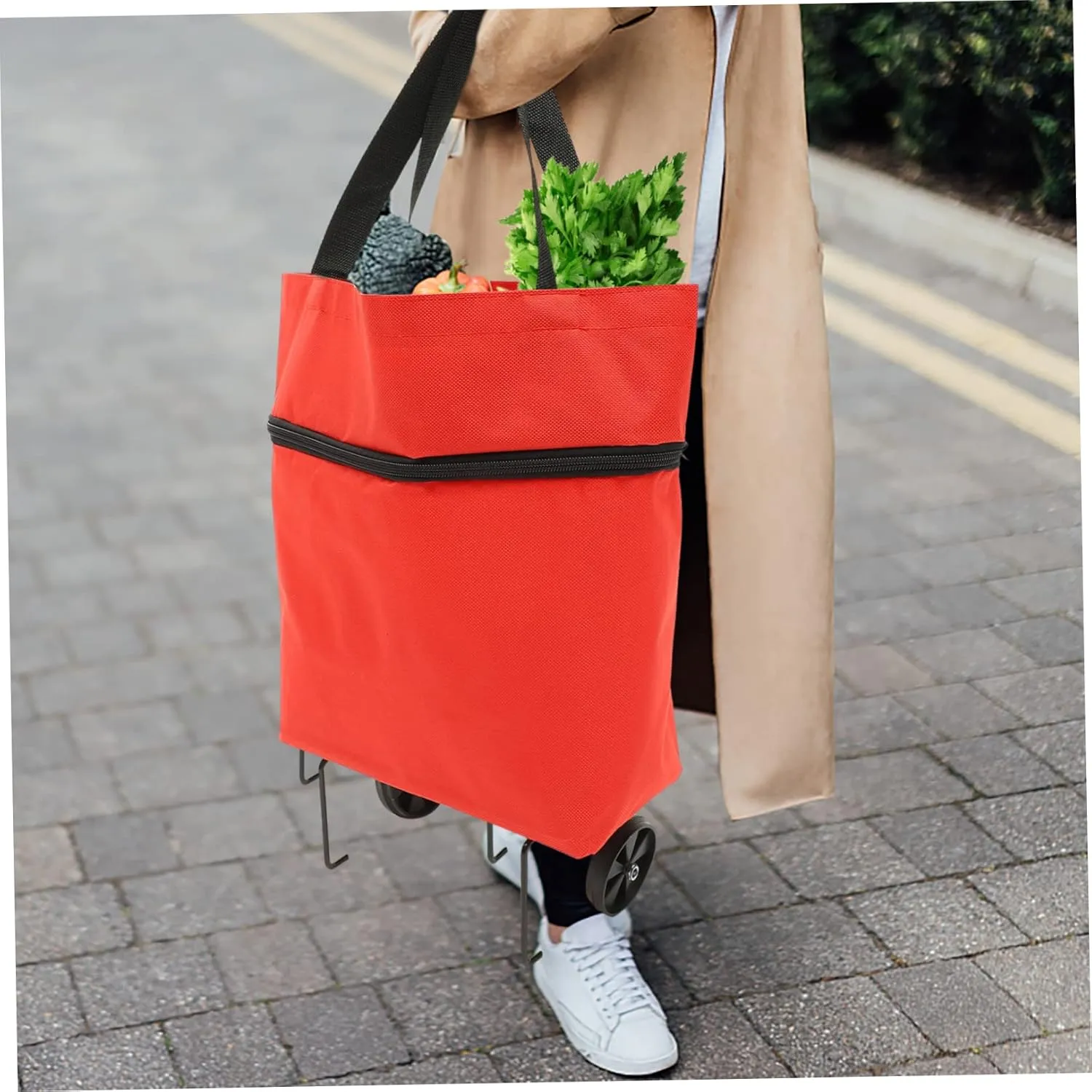 Collapsible Tey Bag with Shoulder Strap Storage Pouch for Outdoor Shopping Grocery Laundry Travel