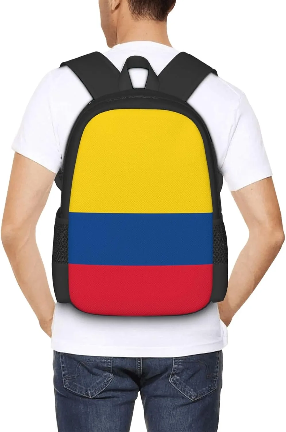 Colombian Colombia Flag Casual Backpack Large Capacity Backpacks 15 Inch Laptop Back Pack Travel Rucksack Daypack Commuter Bags with Adjustable Strap for Camping