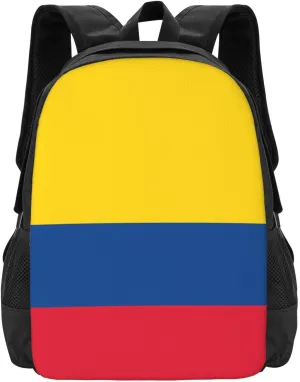 Colombian Colombia Flag Casual Backpack Large Capacity Backpacks 15 Inch Laptop Back Pack Travel Rucksack Daypack Commuter Bags with Adjustable Strap for Camping