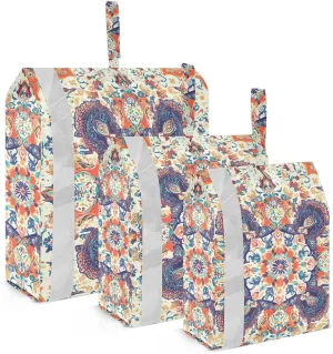 Colorful Bohemian Pattern Travel Storage Bag with Lanyard - Portable Lightweight Classified Storage Bag with Zipper, Dust and Waterproof Travel Packing Cube for Suitcase,3 Pieces