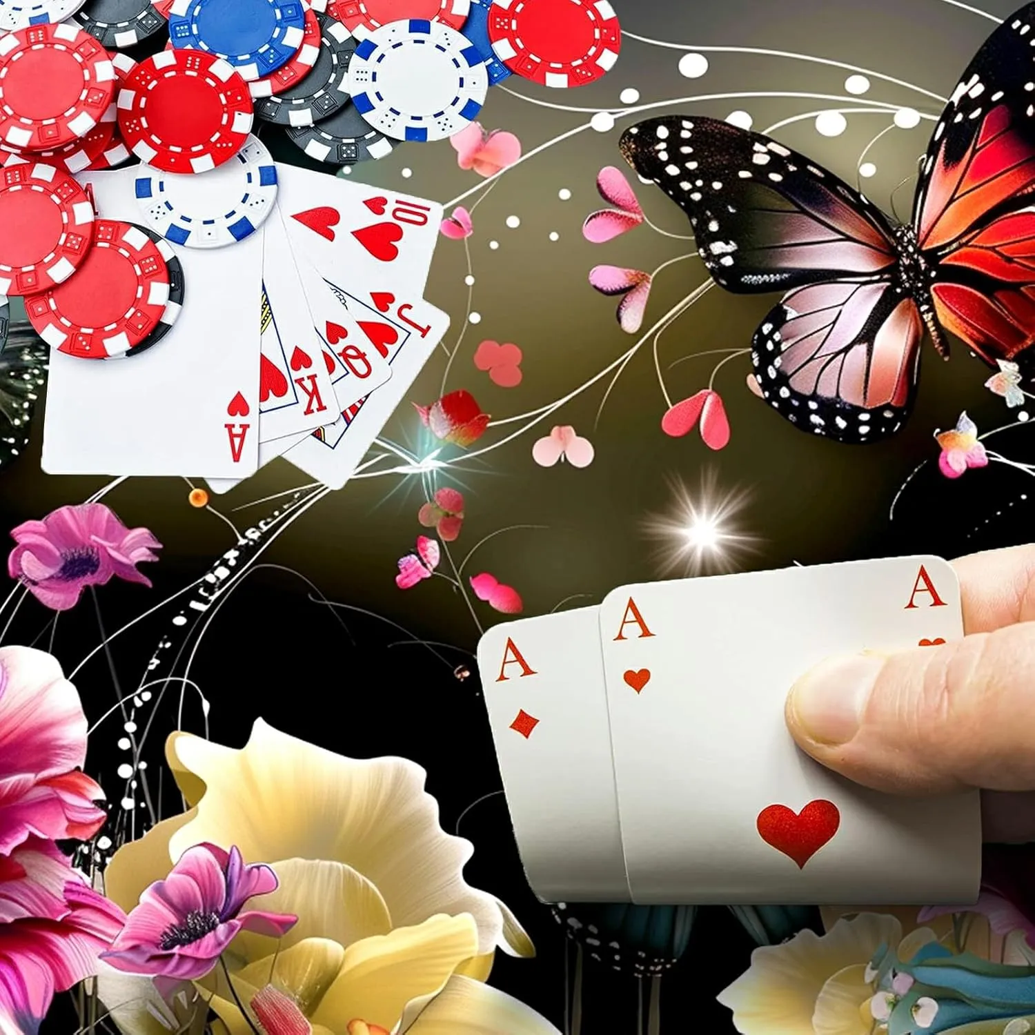 Colorful Butterflies for MTG & TCG Playmat Mouse Pad, 24"" x 14"" Game Mat for MTG/RPG/CCG Trading Card Game Playmats Table Mat Perfect for Card Games Video Games Computer Office, 60*35cm
